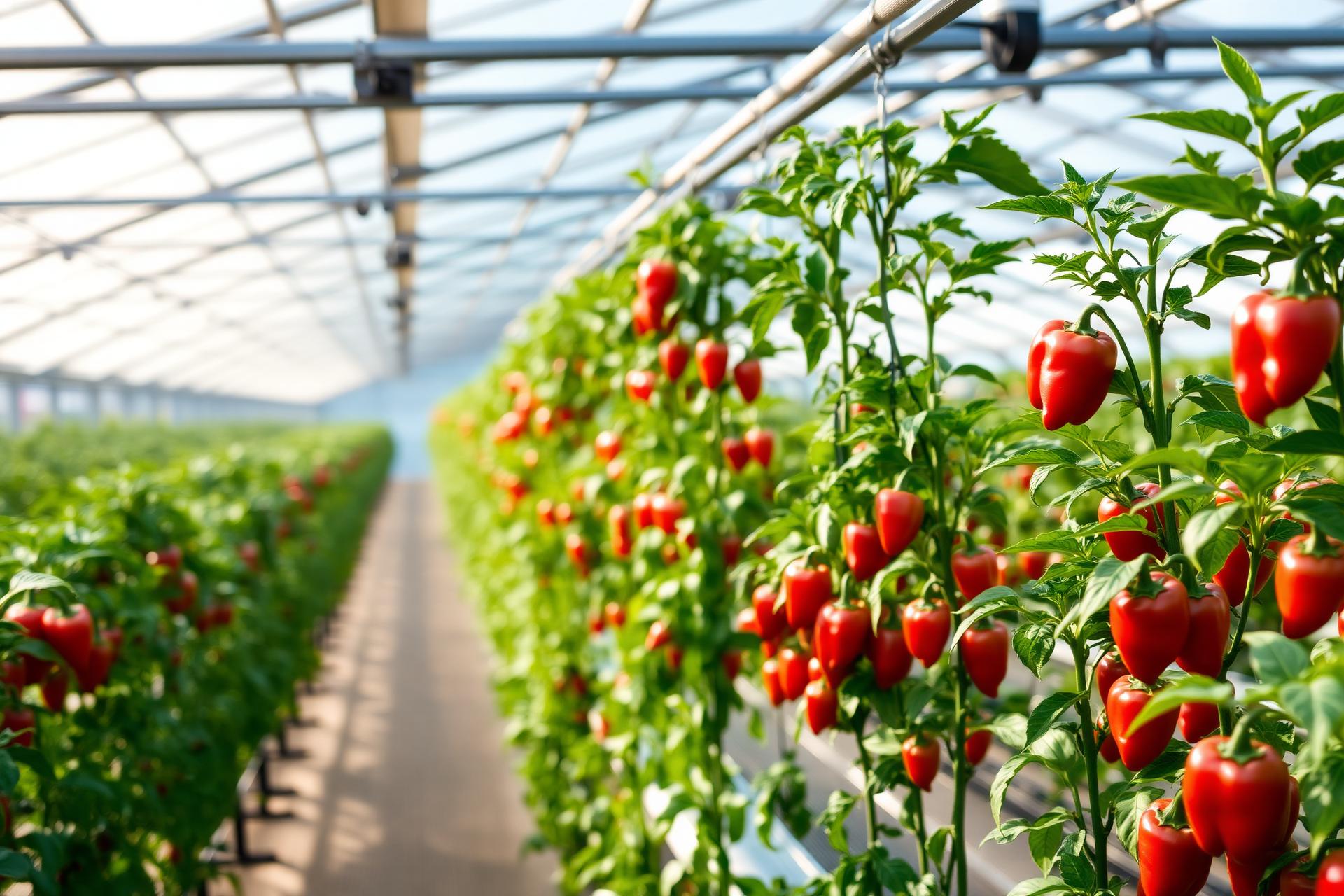 Capsicum growing inside a Greenbridge greenhouse